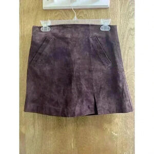 Blank NYC Mini Skirt Women's Size 28 Real Suede Leather Purple Pockets Zipper